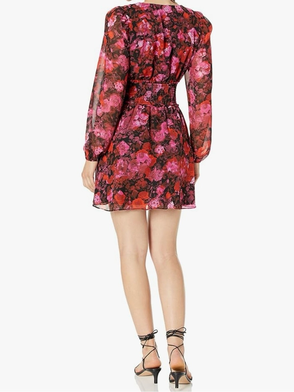 Steve Madden Diana mini dress rose floral Corset Style Lace-Up Waist long sleeve - Picture 3 of 10